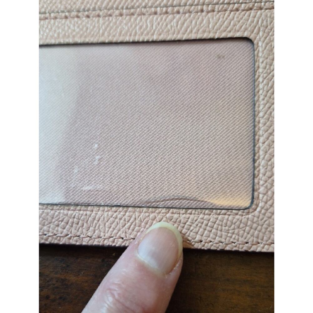 Coach Small Pink Pebbled Leather Card Holder with Keyring - Picture 3 of 14
